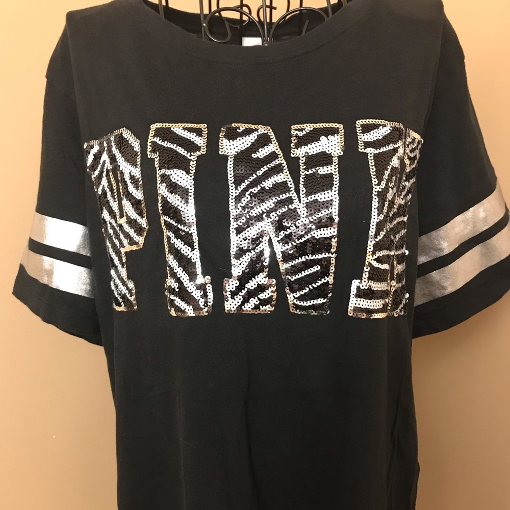 PINK sequin zebra T-shirt